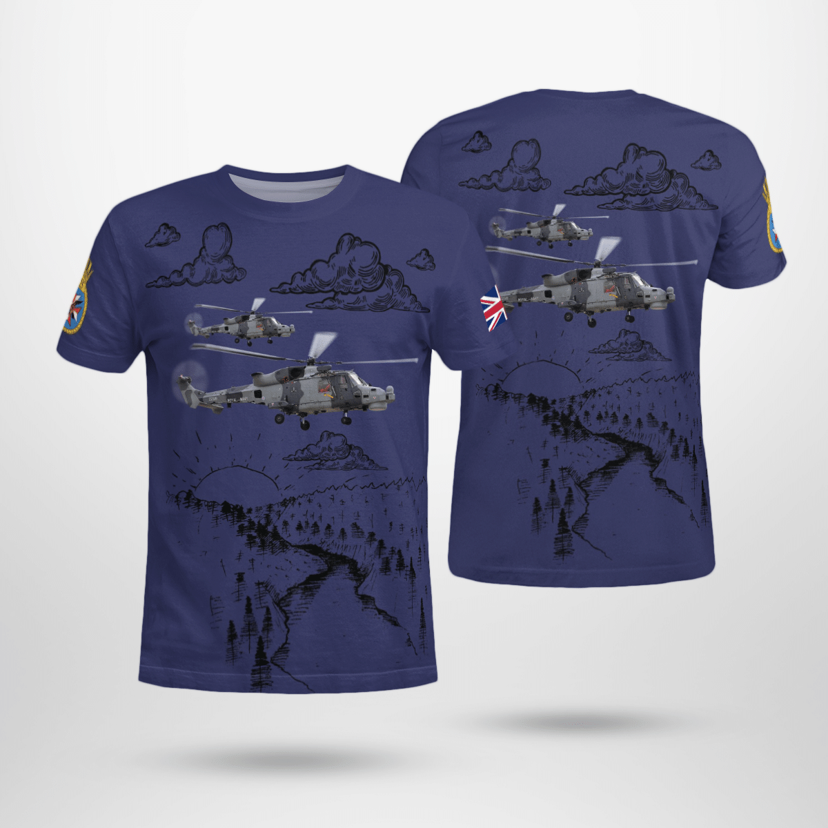 Veterans 825 Naval Air Squadron Agusta Westland Wildcat 3D T-Shirt