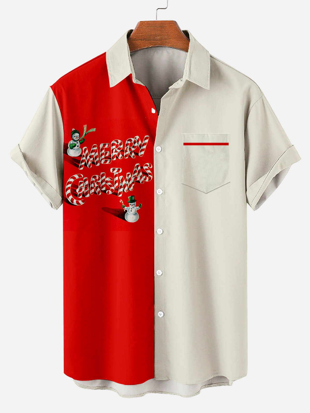 Christmas Snowman Men's Short Sleeve Hawaiian Shirt