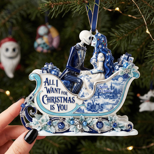 Nibc Spooky All I Want For Christmas Is You Toile De Jouy Christmas Gift For Couple - Personalized Acrylic Ornament LA02
