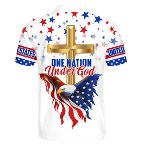 American Flag And Cross One Nation Under God Polo For Men