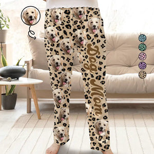 Custom Photo Pet Face With Leopard Pattern - Gift For Pet Lovers - Personalized Pajama Pants - NA94