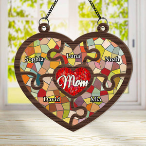 Mom Hold Us All - Personalized Window Hanging Suncatcher Ornament - Gift For Mom, Grandma, Mothers Day NA94