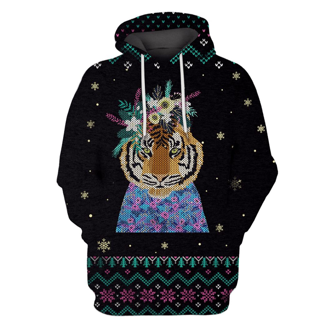 Tiger With Flowers Hoodie For Men & Women