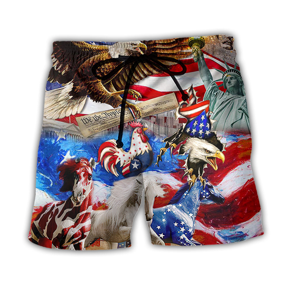America Independence Day Animal Happy Beach Short
