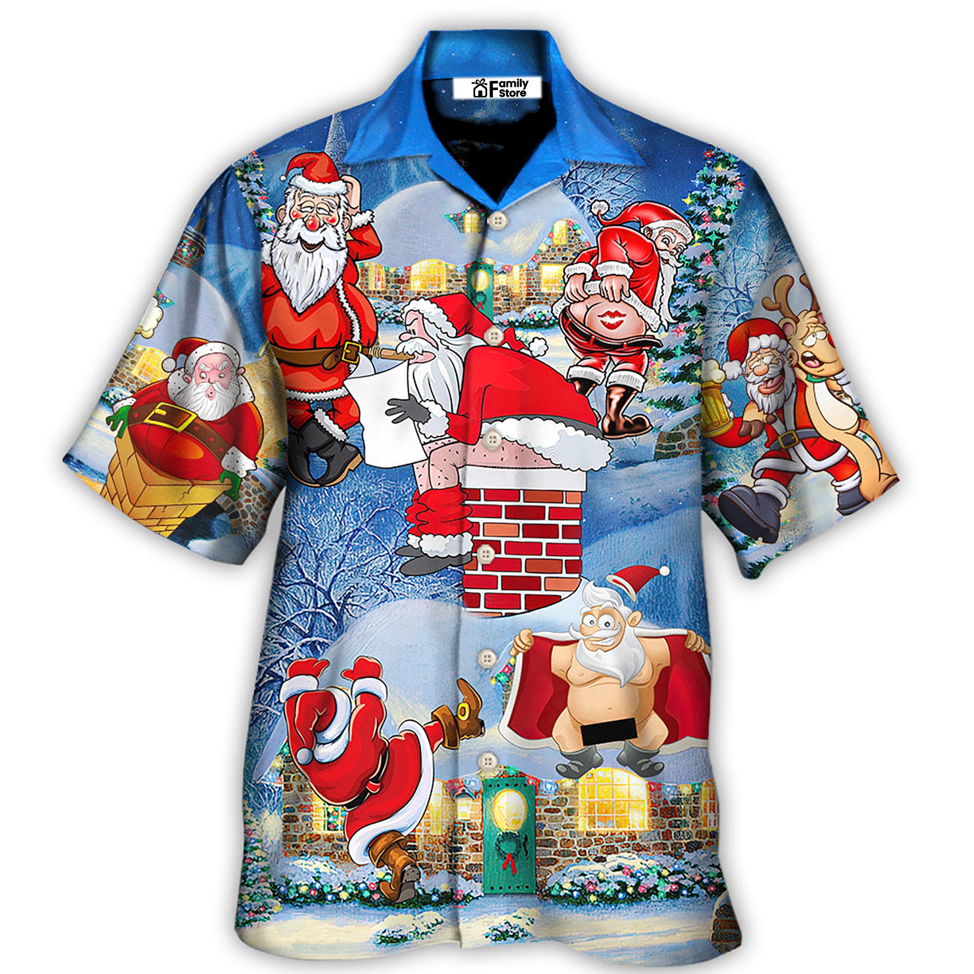Christmas Rebellious Santa Claus Drunk Beer Troll Xmas Funny - Hawaiian Shirt