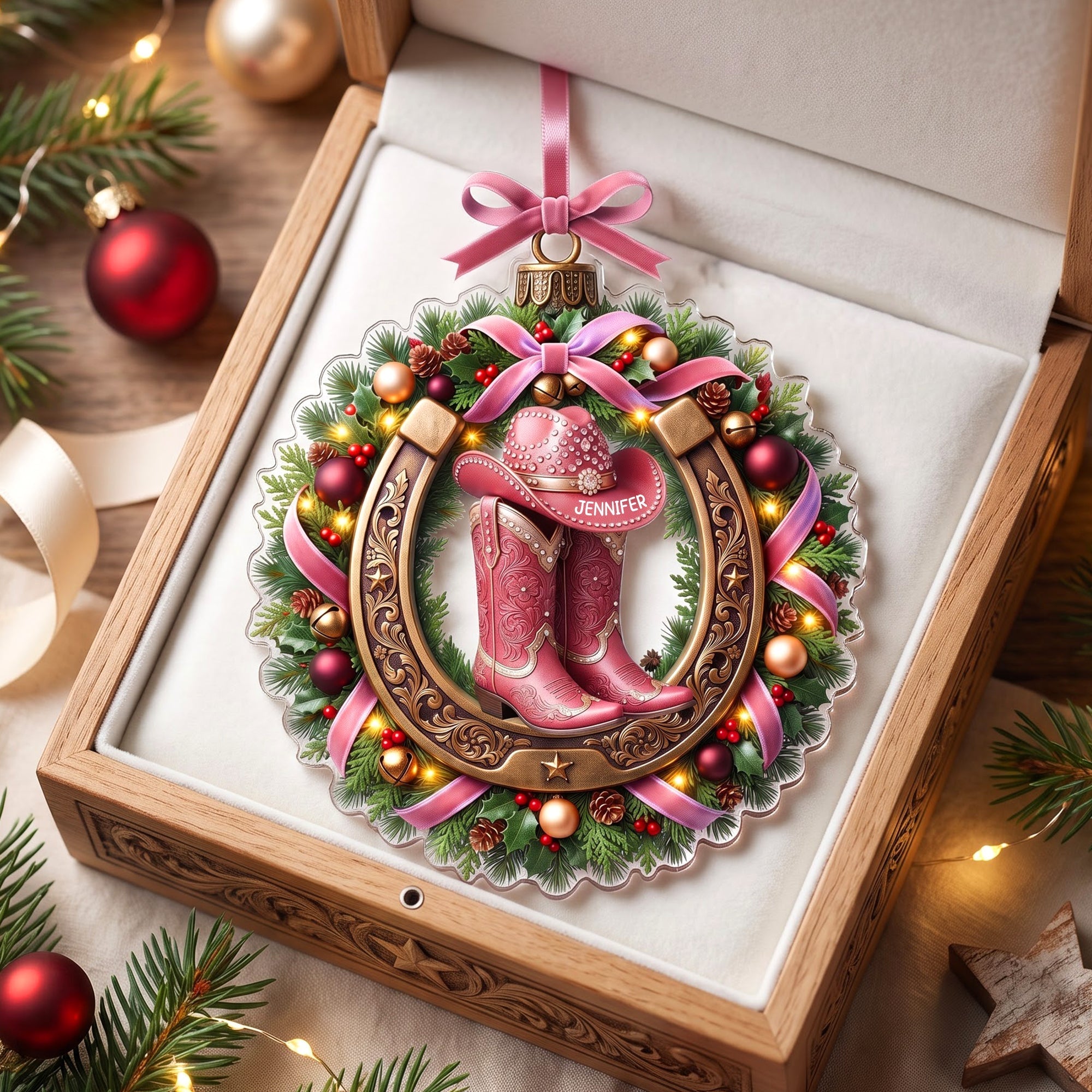LA02.  Cowgirl & Cowboy Boots Western Christmas Gift For Her - Personalized Acrylic Ornament