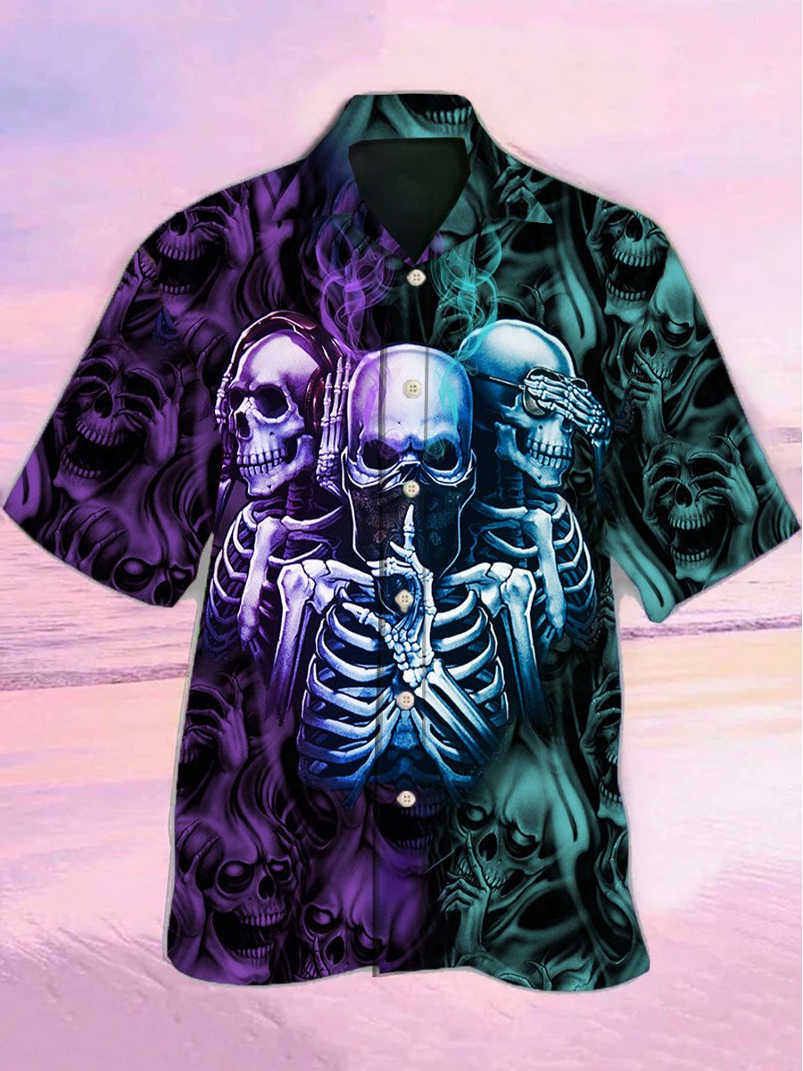 Skull Neither Hear Nor See Hawaiian Shirt