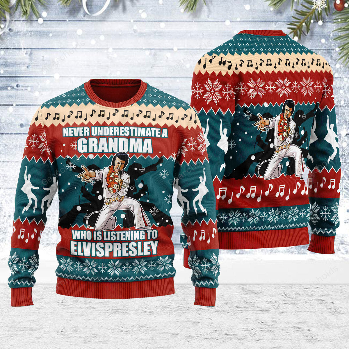 Elvis Who Is Listening To Elvis - Ugly Christmas Sweater