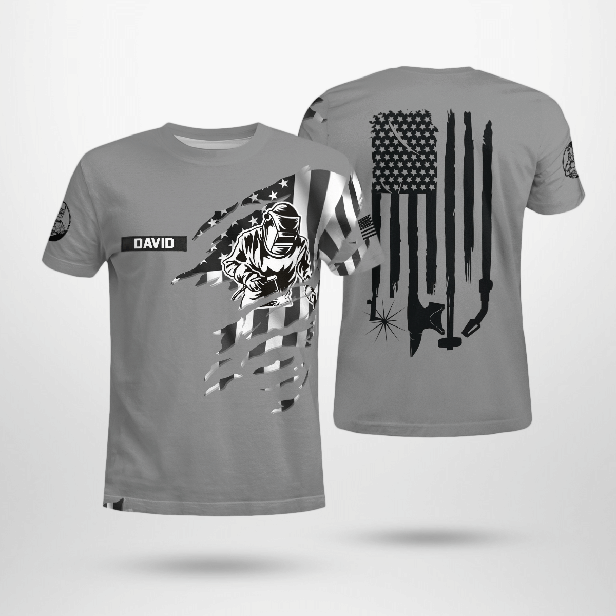 Personalized Veterans Welder Flag 3D T-shirt