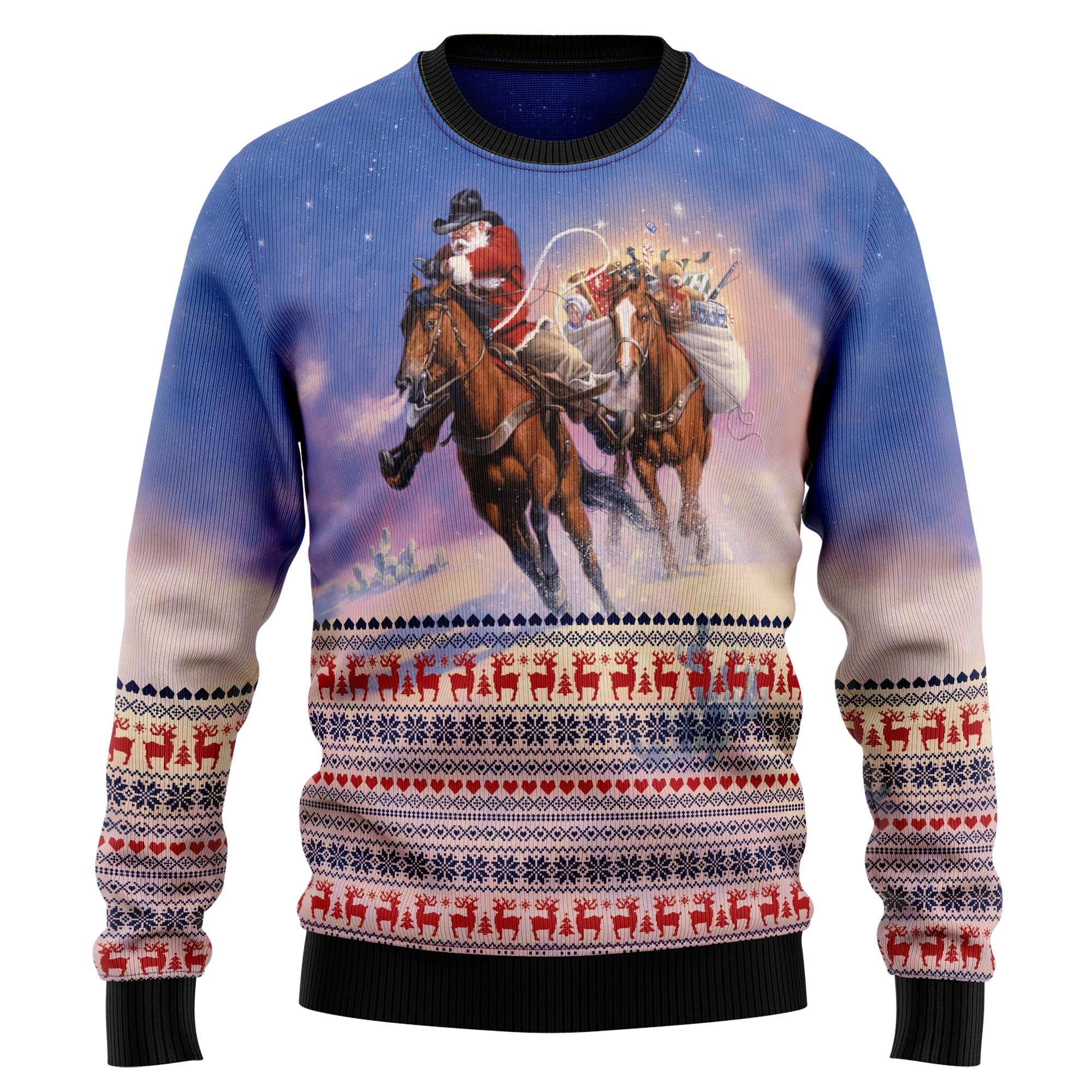 Cowboy Santa Claus Ugly Christmas Sweater