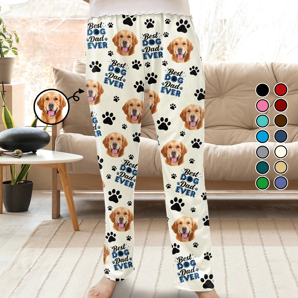 Custom Photo Best Dog Dad Dog Mom Paw Paw - Gift For Pet Lovers  - Personalized Pajama Pants - NA94