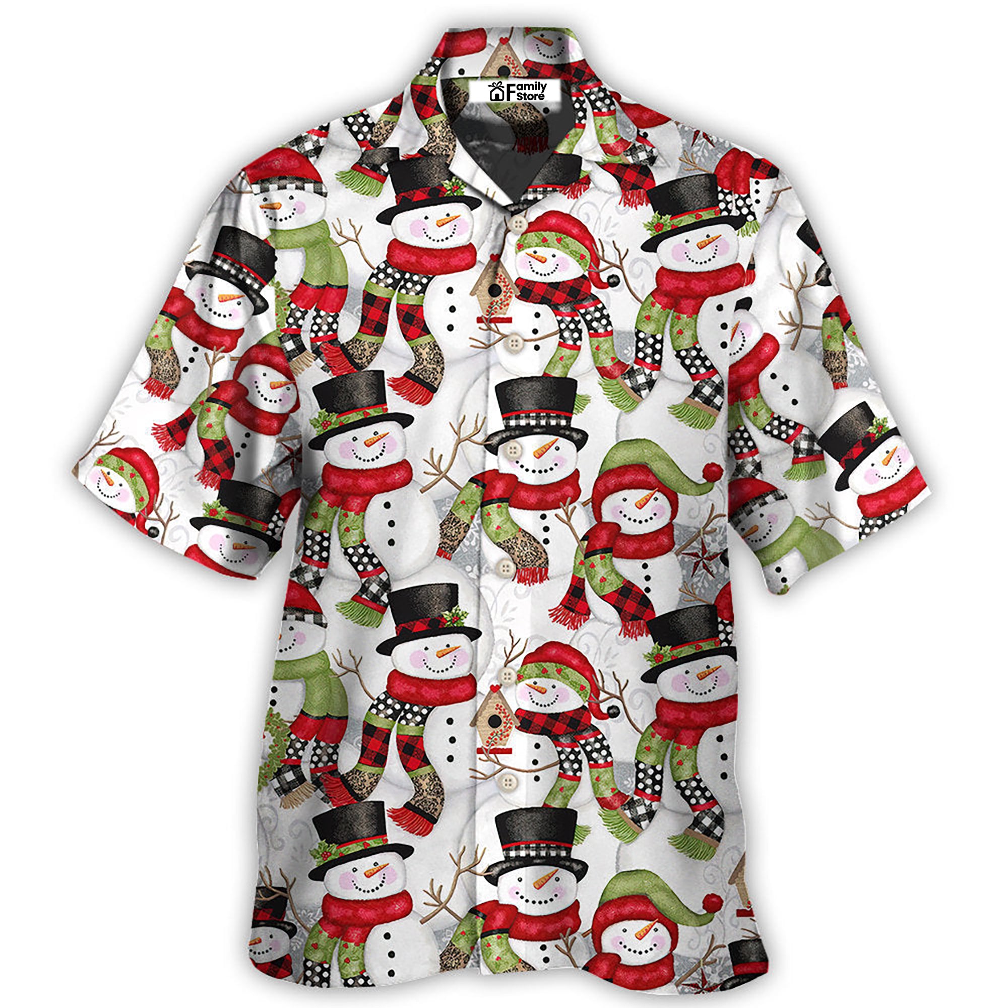 Snowman Family Happy Christmas - Hawaiian Shirt