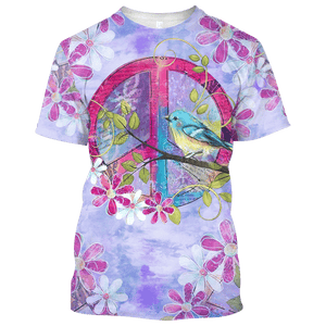 Hippie Blue Bird By The Window Of Peace - T-Shirt