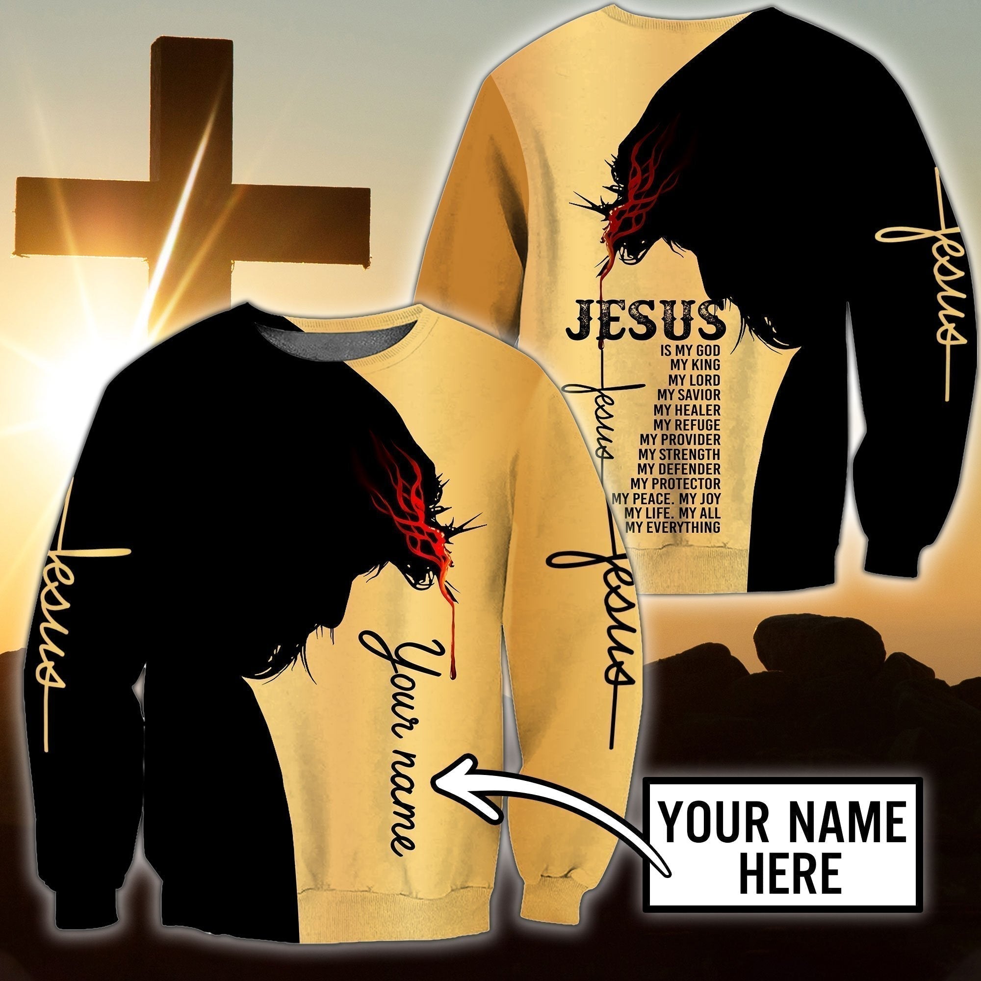 Personalized Christian Jesus Is My Everything Crewneck Sweatshirt For Men & Women