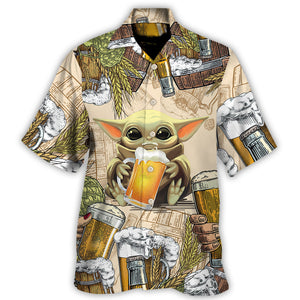 Starwars Baby Yoda And Beer Wheat - Hawaiian Shirt For Men, Women, Kids