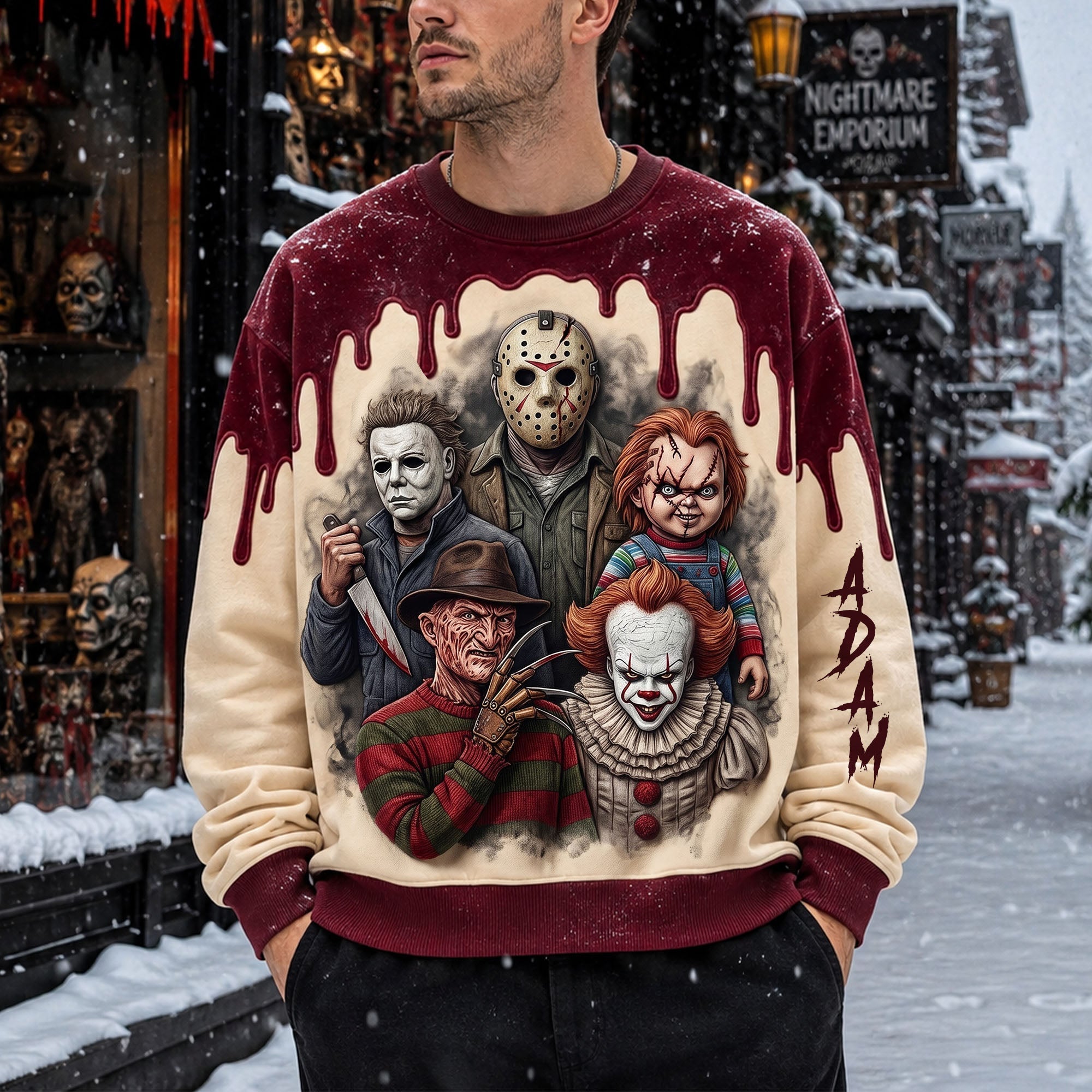 NL122 Dark Horror Villains - Personalized All Over Shirt - Halloween Gift For Horror Lovers