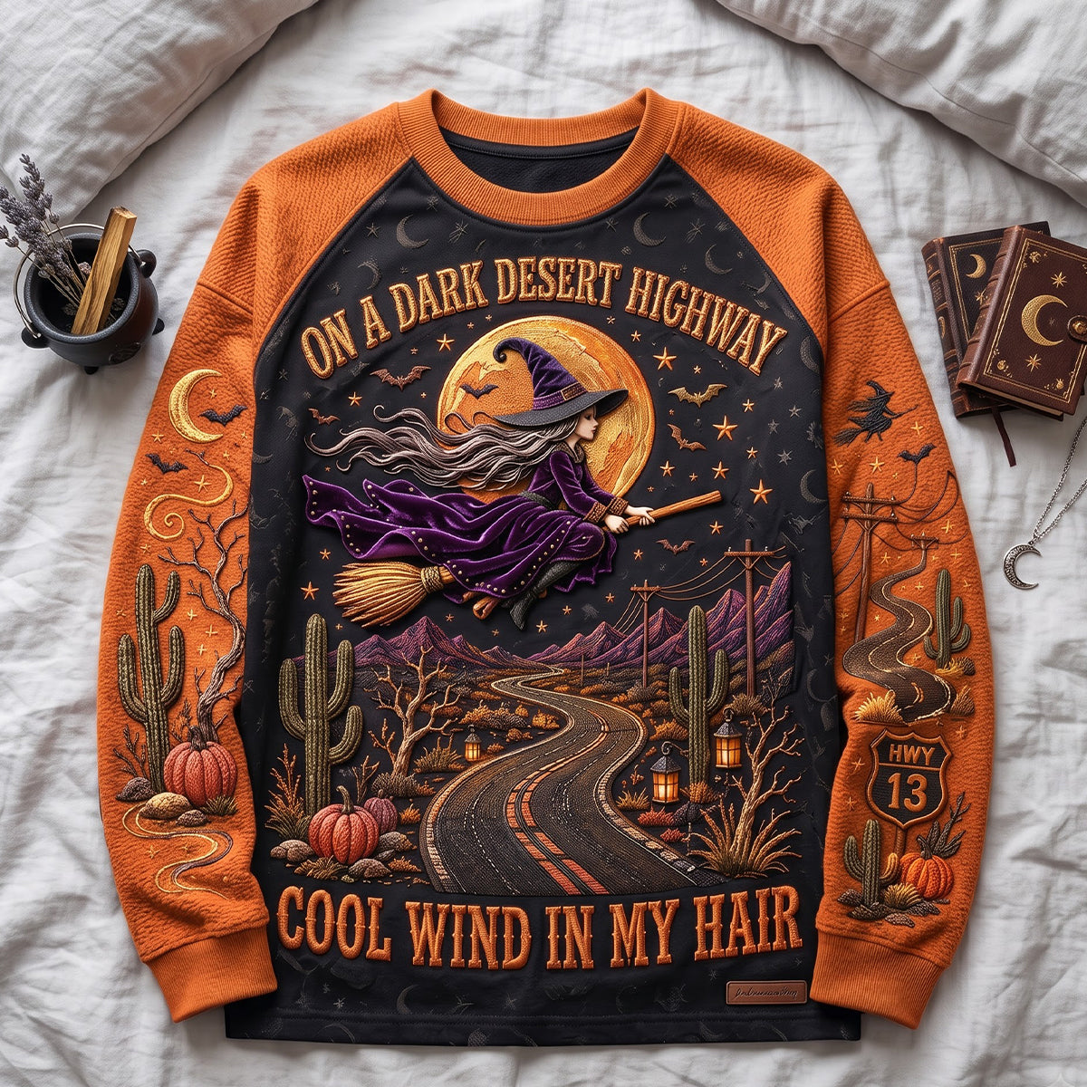 HN02. Spooky Autumn Vintage Witch Halloween Fall Party Gift For Her - Personalized Sweatshirt
