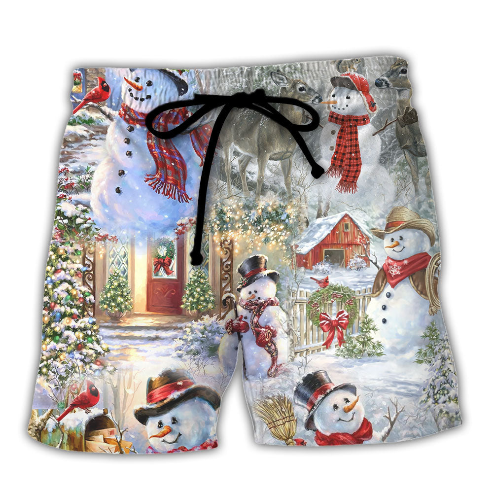 Christmas Snowman Merry Xmas - Beach Short