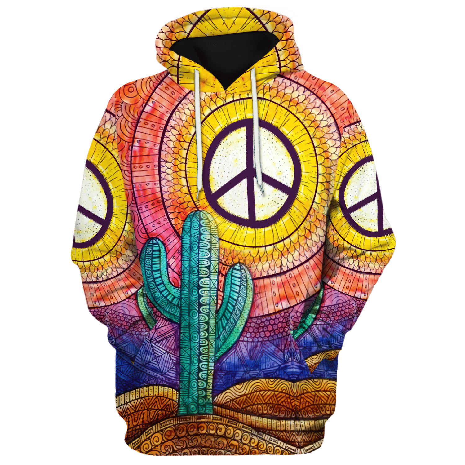 Hippie Cactus Under The Sky Of Peace - Hoodie For Men, Women