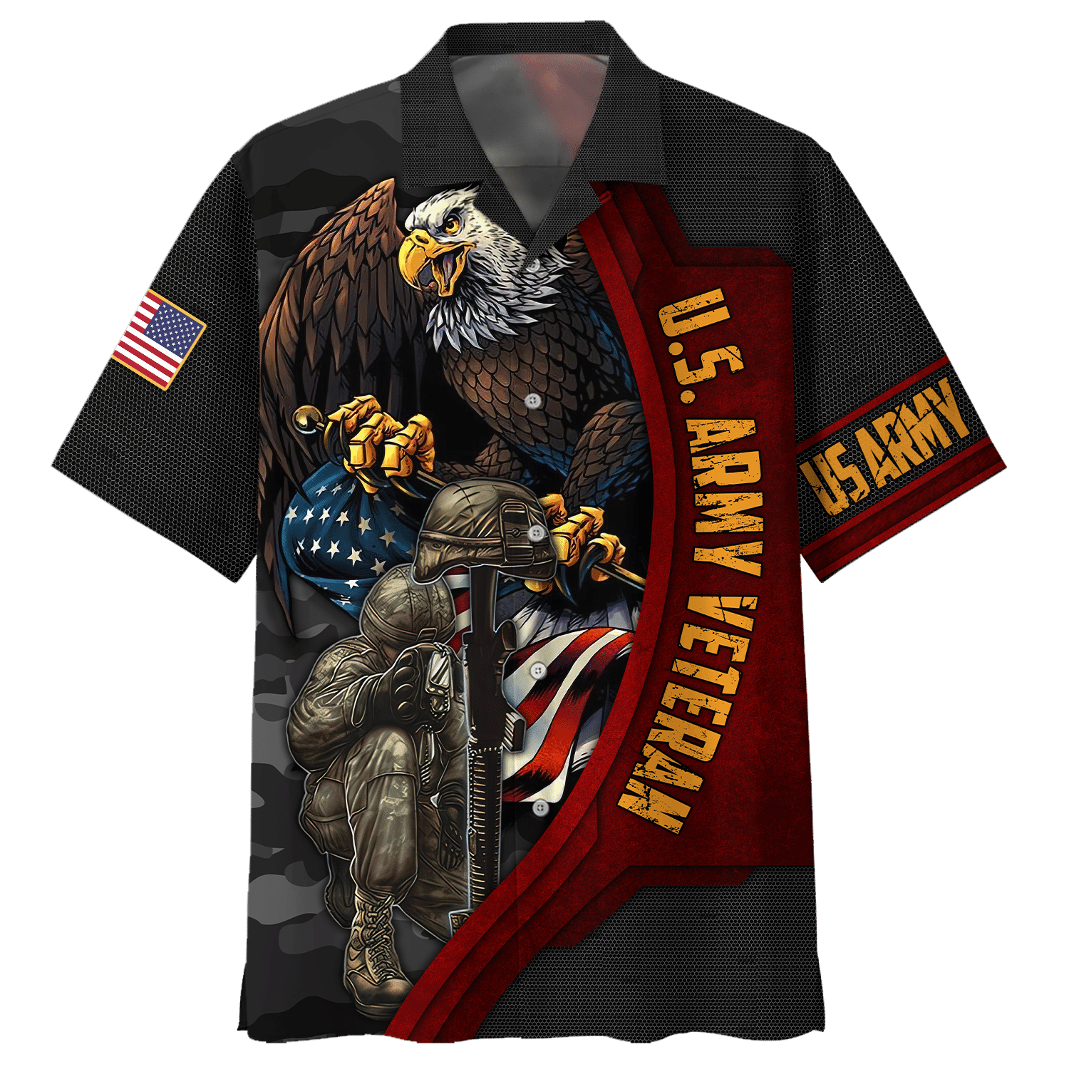 Soldiers And Eagle Us Army Veteran Hawaiian Shirt