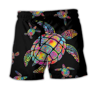 Turtle Love Ocean Hippie Black Style Beach Short