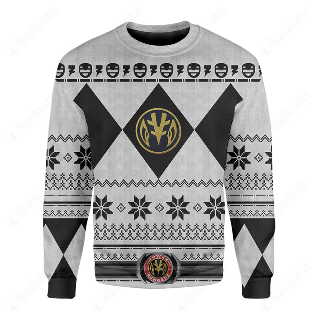 White Mighty Morphin Power Rangers Costumes C1 - Ugly Christmas Sweater