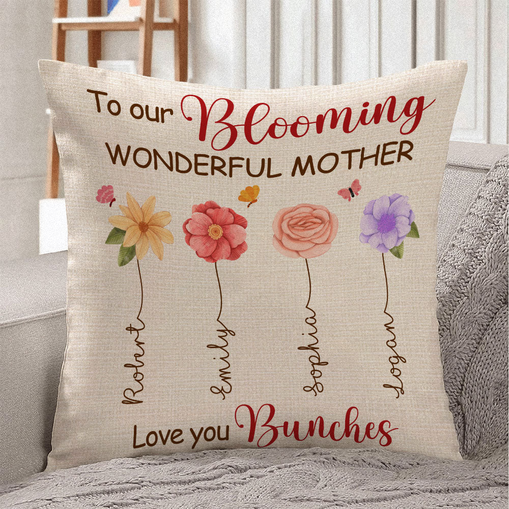 To Our Blooming Wonderful Mother -  Personalized Pillow - Gift For Grandma, Mom, Mothers Day - NA94