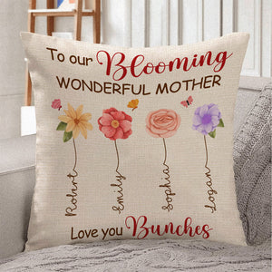 To Our Blooming Wonderful Mother -  Personalized Pillow - Gift For Grandma, Mom, Mothers Day - NA94