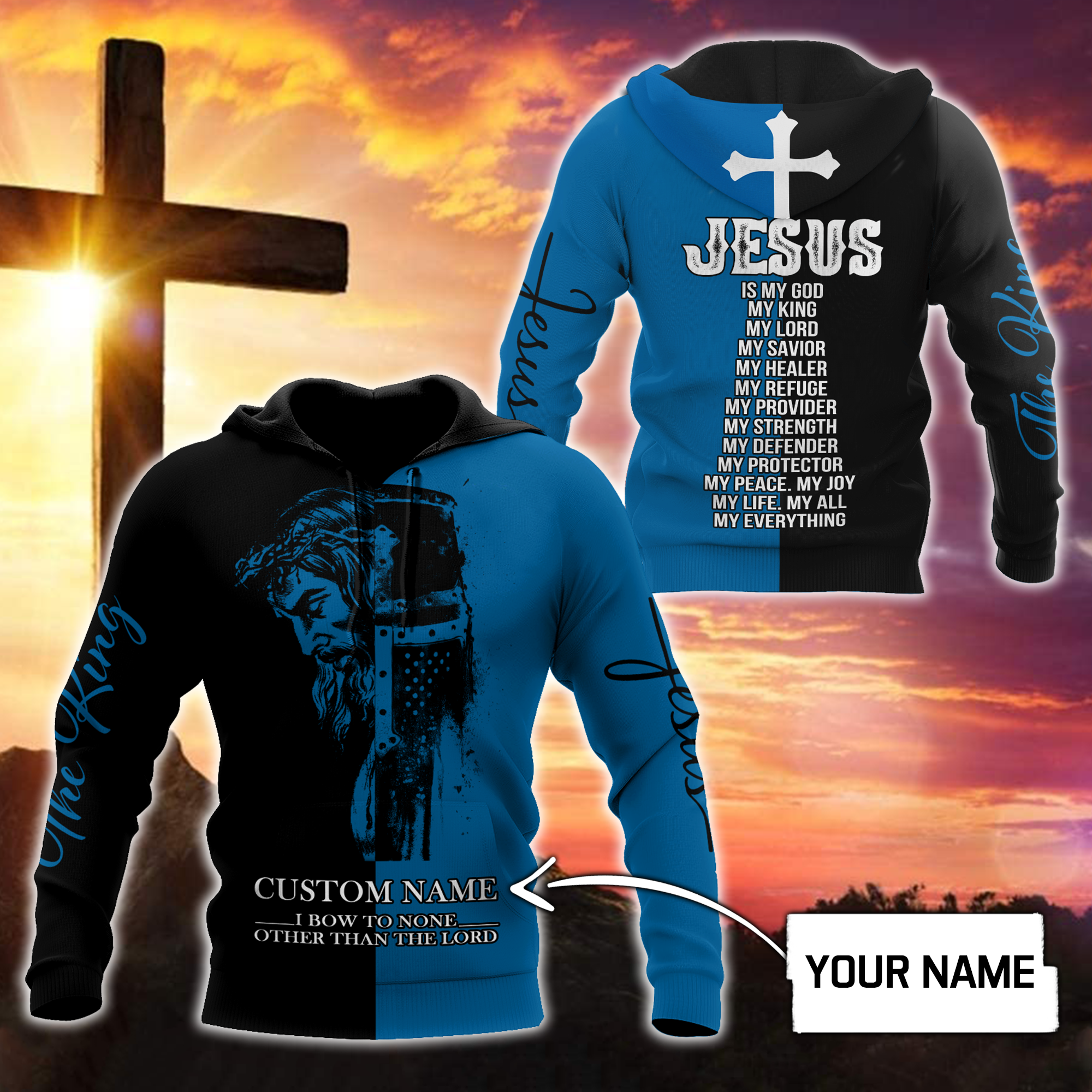 Personalized I Bow To None Christian Jesus Hoodie For Men & Women