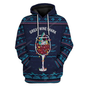 Christmas Great Wine Shark Hoodie For Men & Women