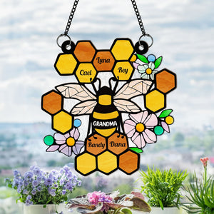 Honeycomb - Personalized Window Hanging Suncatcher Ornament  - Gift For Mom, Grandma, Mothers Day NA94