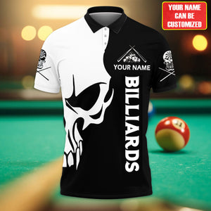 Personalized Name Billiard Skull All Over Printed Polo Shirt