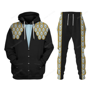 Elvis Armadillo suit in Blue on Black - Costume Cosplay Hoodie Sweatshirt Sweatpants ELHS43