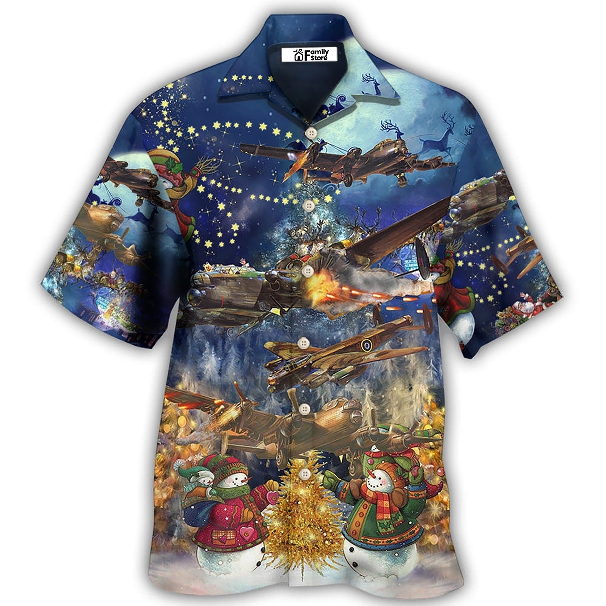 Combat Aircraft Merry Christmas Night - Hawaiian Shirt