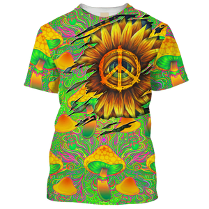 Hippie The Eye In The Sunflower, Mushroom - T-Shirt