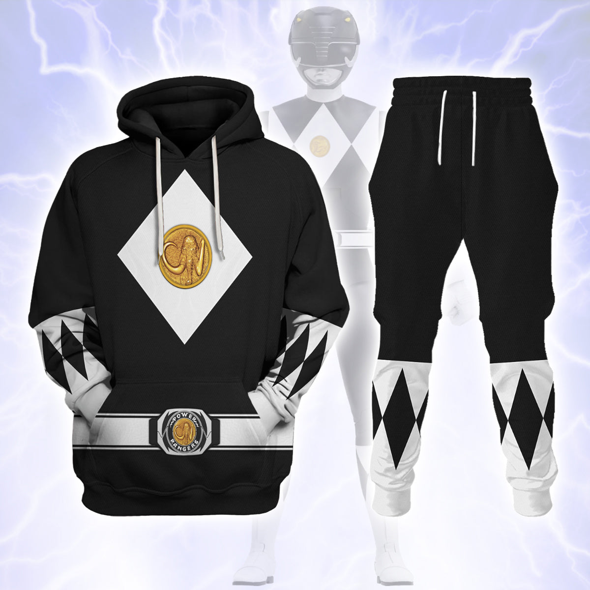 Black Ranger Mighty Morphin The Movie (1995) C1 - Hoodie Set, Sweatshirt, Sweatpants PRHS89