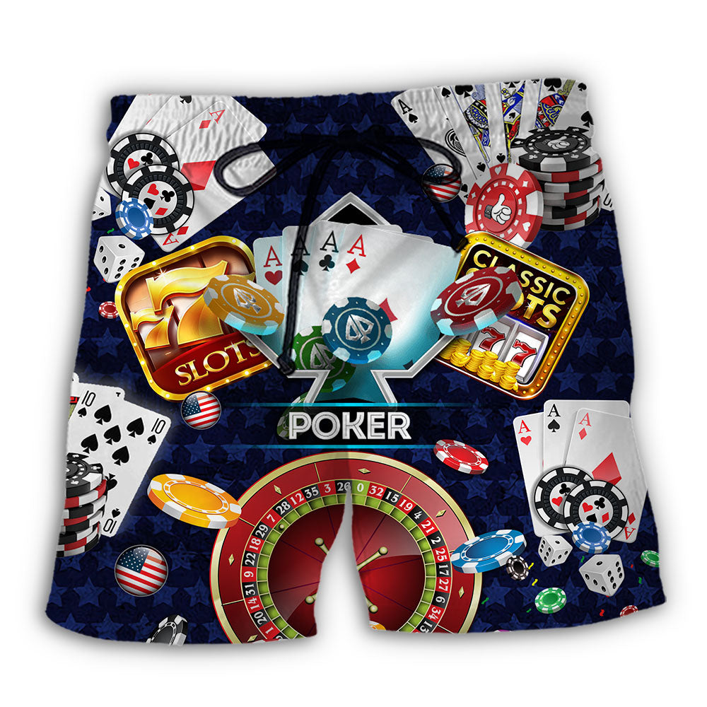 Poker US Flag Independence Day - Beach Short