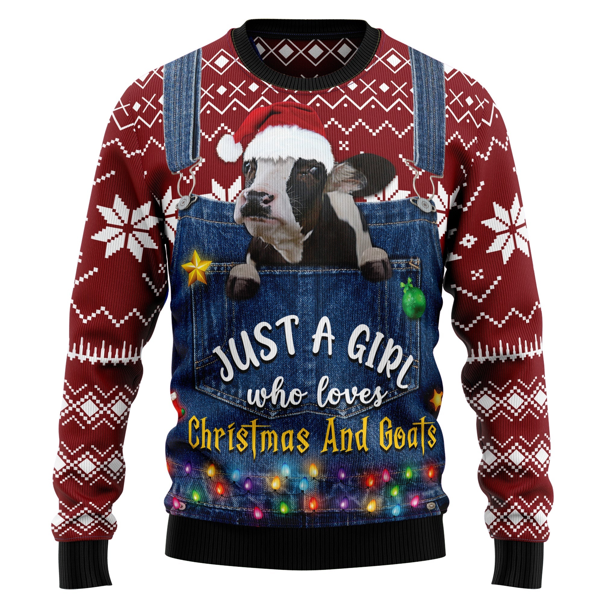 Just A Girl Who Loves Christmas And Cows Ugly Sweatshirt