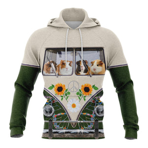 Guinea Pig Hippie Bus Hoodie For Men And Women