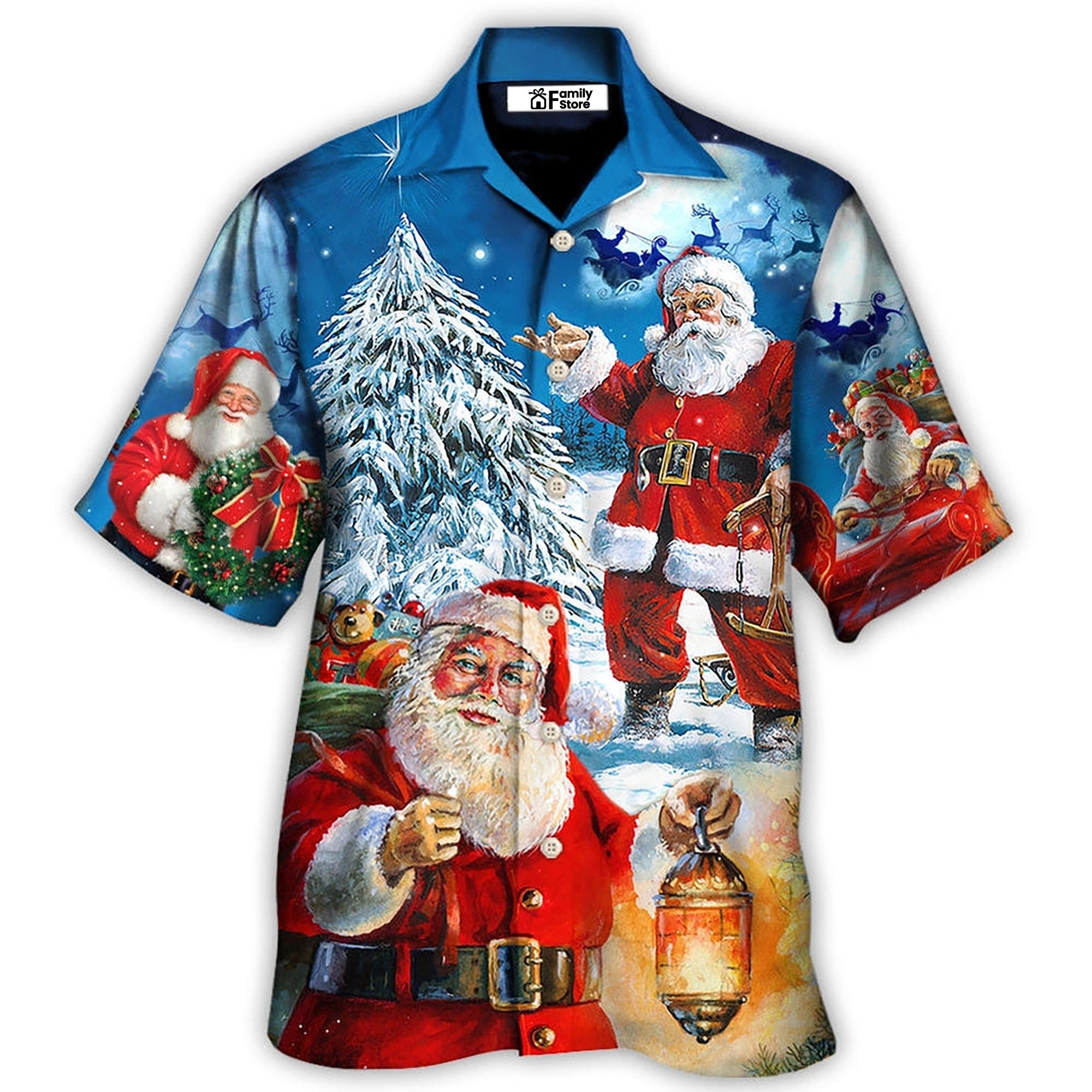 Santa Claus Story Nights Christmas Is Coming Painting Style - Hawaiian Shirt