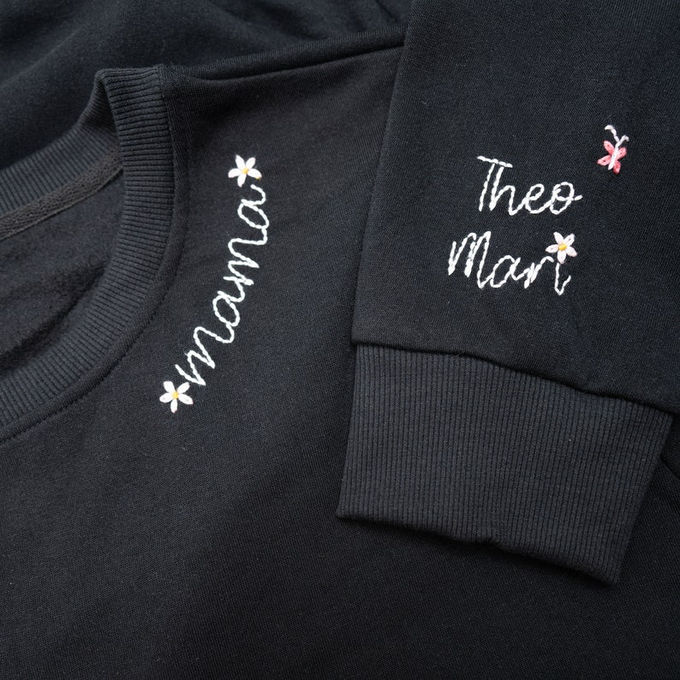 Custom Text Mama With kids - Embroidered Hoodie, Sweatshirt, Tshirt - Gift for Family