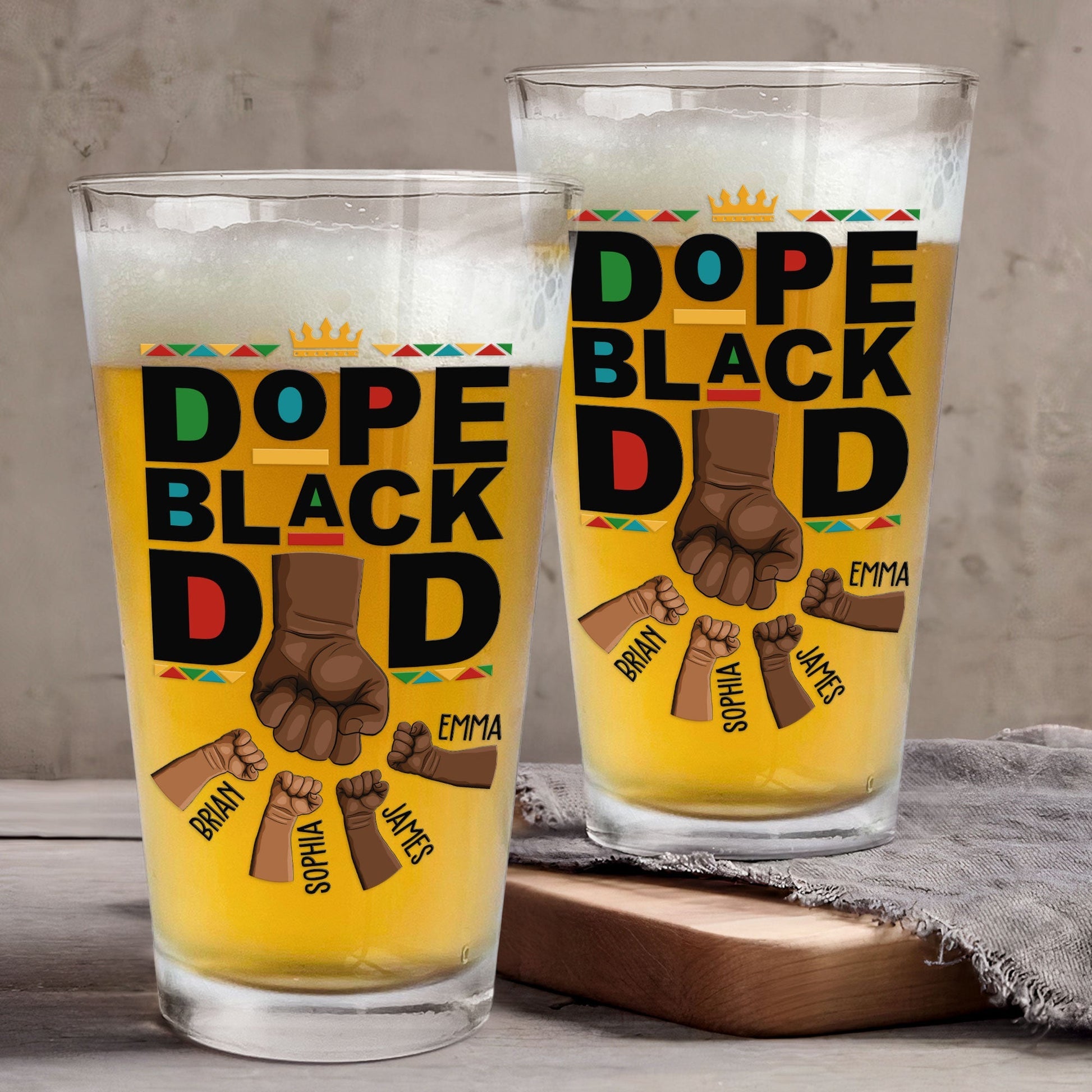 The Dope Black Dad Version 2 - Personalized Beer Glass - Gift For Dad, Fathers Day, Black African - GR6 NA94