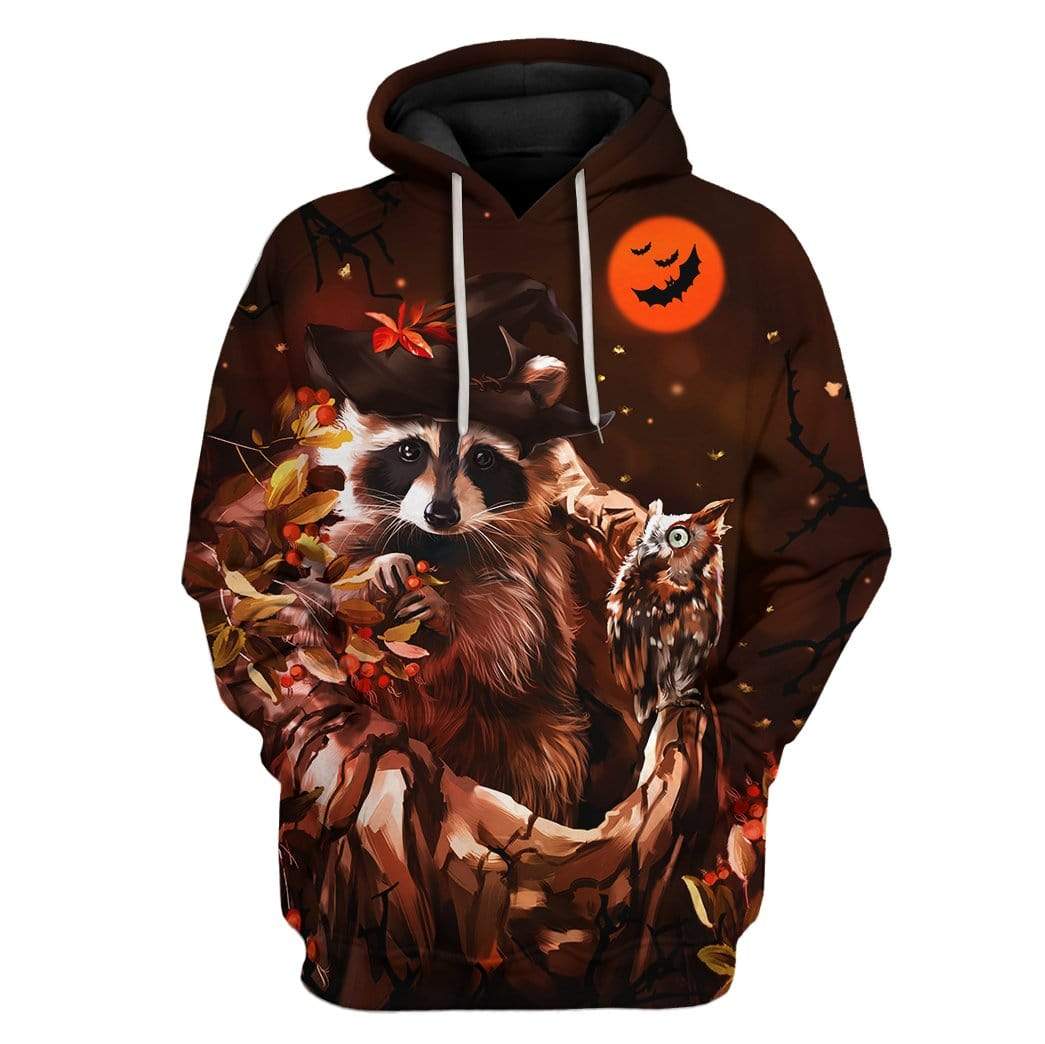 Halloween Raccoon And Owl Hoodie For Men & Women