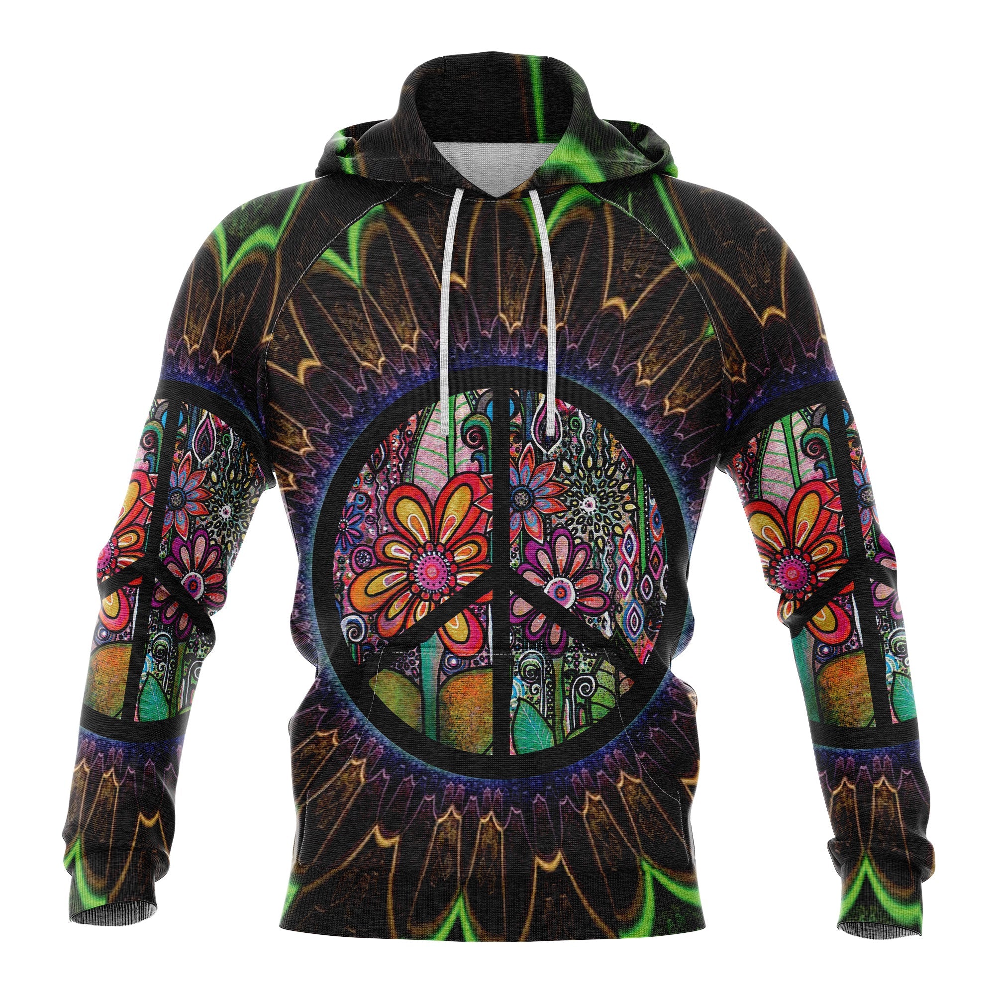 Hippie Peace Flower Hoodie For Men And Women