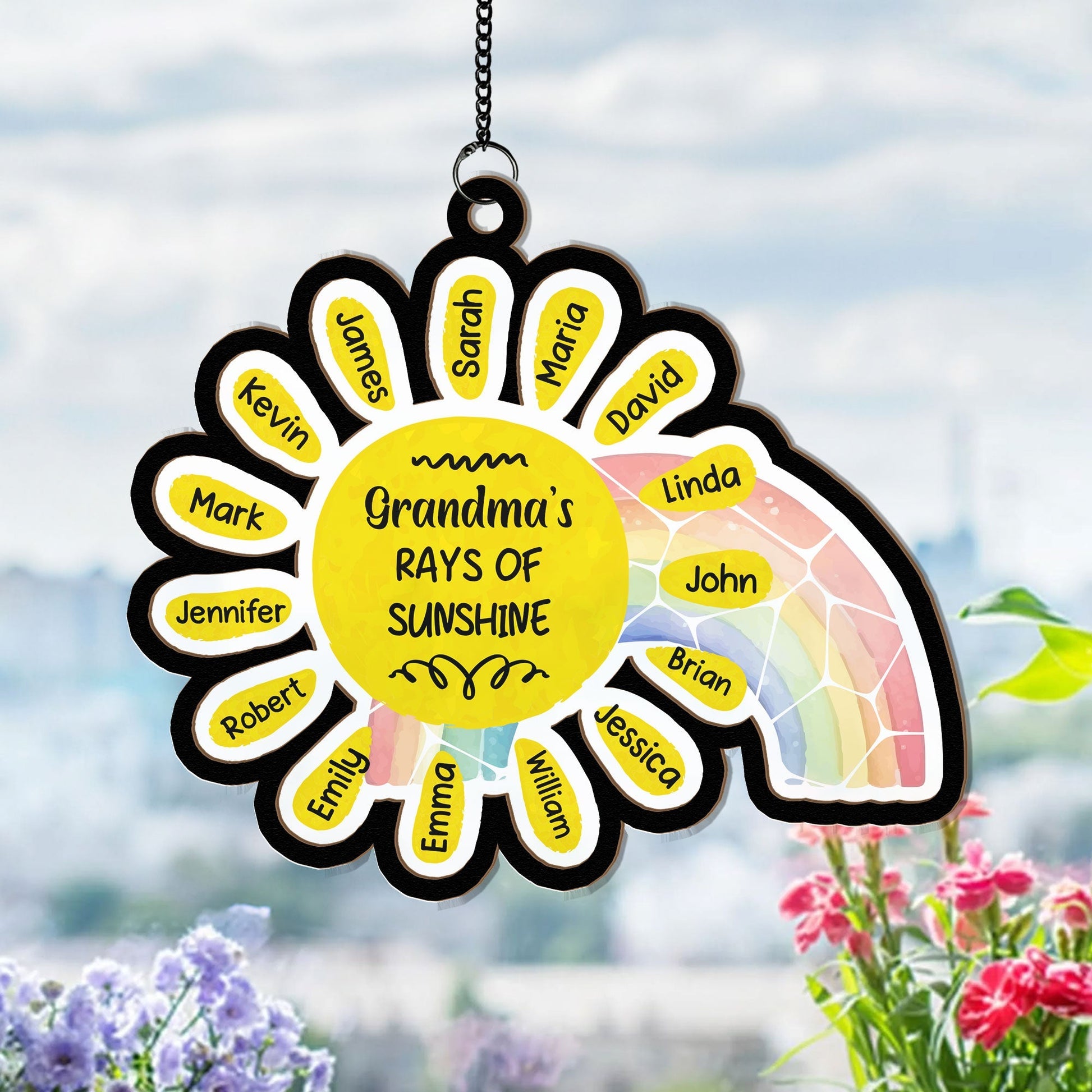 Grandma's Rays Of Sunshine - Personalized Window Hanging Suncatcher Ornament - Gift For Mom, Grandma, Mother's Day | NA94