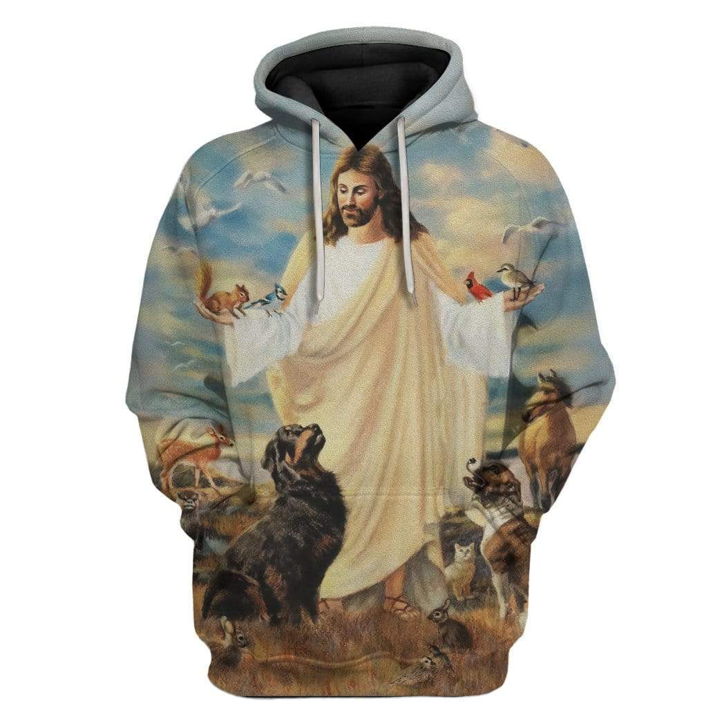 Jesus And Animals Hoodie For Men & Women