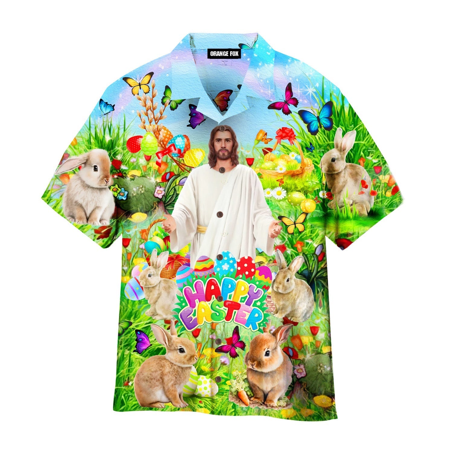 Jesus Happy Easter Rabbit Chilling In The Flower Hawaiian Shirt For Men & Women