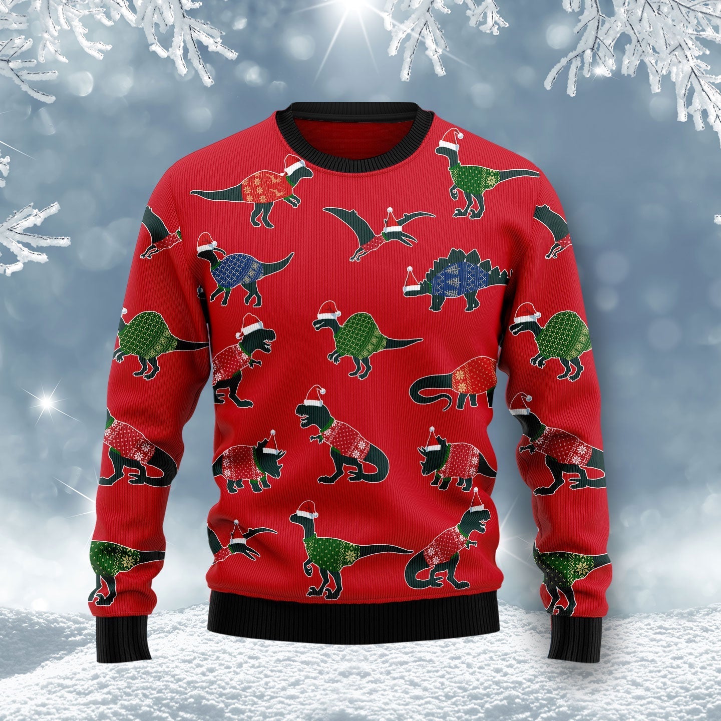 Amazing Dinosaurs Christmas Red Funny Family Ugly Sweater