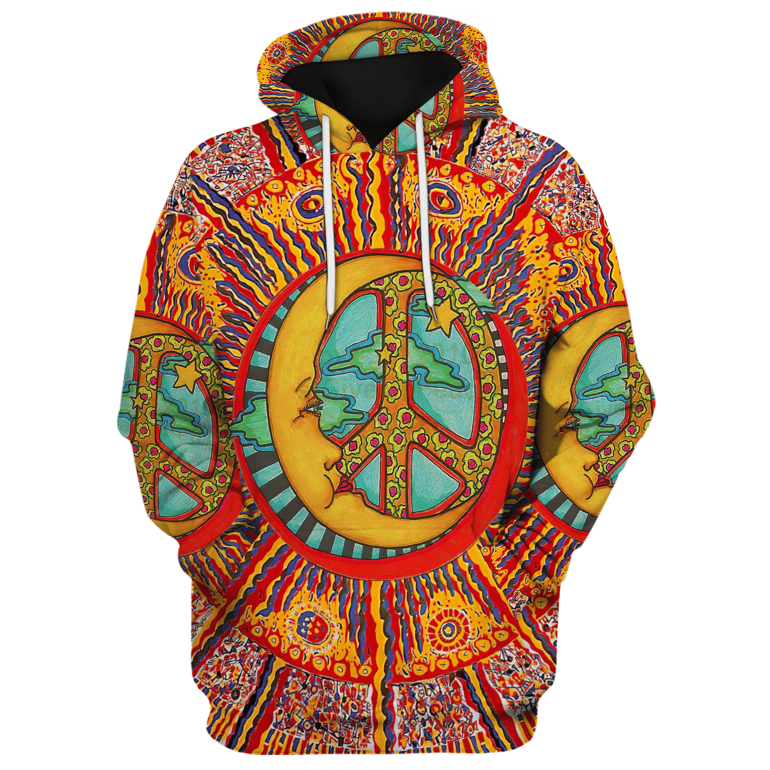 Hippie Aboriginal Pattern Moon Peace - Hoodie For Men, Women