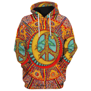 Hippie Aboriginal Pattern Moon Peace - Hoodie For Men, Women